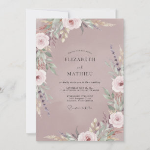 Invitation Mariage aux Ranunculus aquarelle mauve