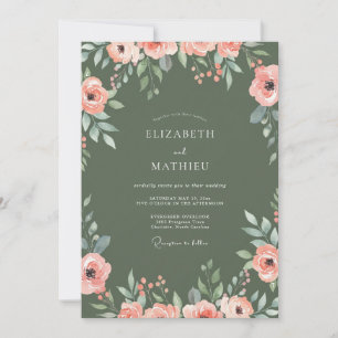 Invitation Mariage aux Ranunculus de Pêche Mousse