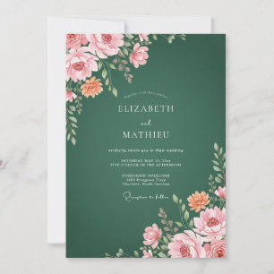 Invitation Mariage aux Ranunculus Rose et Eucalyptus de Forêt