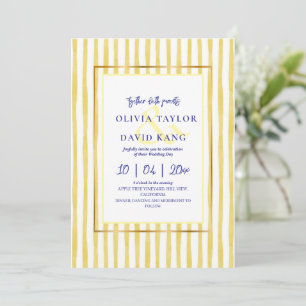 Invitation Mariage aux rayures jaunes Citron Inspiré d'Italie