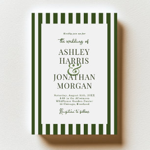 Invitation Mariage aux rayures vert foncé