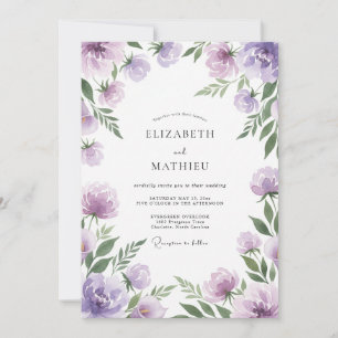 Invitation Mariage aux Renoncules Peintes en Violet