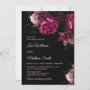 Invitation Mariage aux roses dessinées à la main Dark Romanti