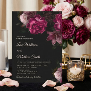 Invitation Mariage aux roses dessinées à la main Dark Romanti