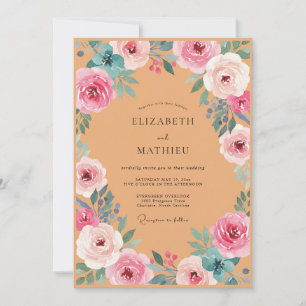 Invitation Mariage aux Roses Roses Terracotta