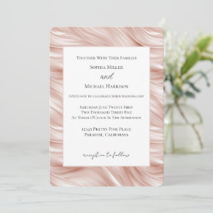 Invitation Mariage aux Stries Ondulées Rose Tendre