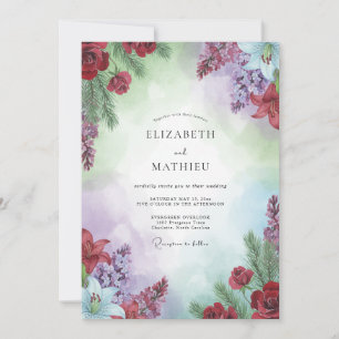 Invitation Mariage aux Teintes de Lilas Rouge