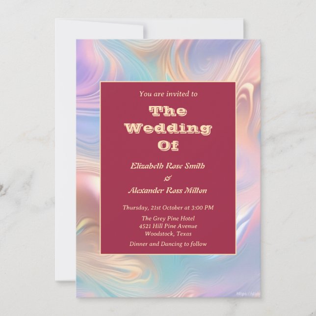 Invitation Mariage aux vagues abstraites pastel rétro groovy (Devant)