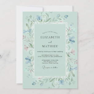 Invitation Mariage aux vignes aquarelles Aqua