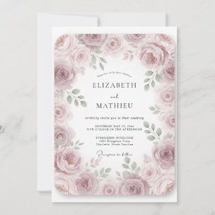 Invitation Mariage aux Vignes Rose Pâle