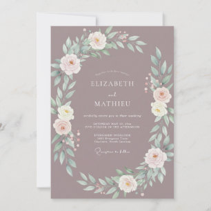 Invitation Mariage avec Arche Florale Mauve