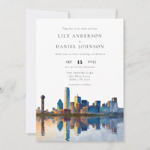 Invitation Mariage avec code QR aquarelle de la skyline de Da