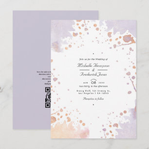 Invitation Mariage avec code QR de peinture Rose Gold et past