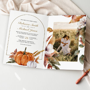 Invitation Mariage avec code QR de photo de citrouille Bohème