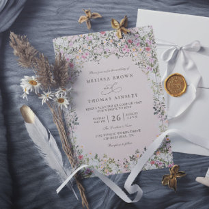 Invitation Mariage avec Code QR de Portail de Jardin à l'Aqua
