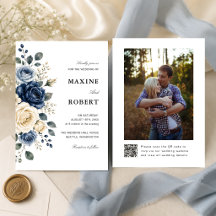 Mariage avec code QR photo Navy Blue poussiéreux e