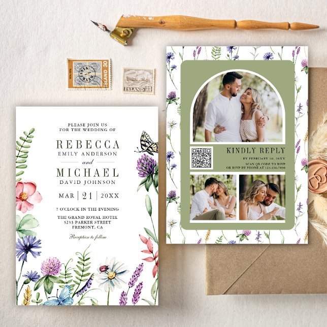 Invitation Mariage avec code QR pour le collage de photos de  (Créateur téléchargé)