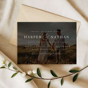 Invitation Mariage avec code QR RSVP et superposition de phot