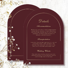 Invitation Mariage avec détails de fond Bourgogne sur Arche D