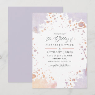 Invitation Mariage avec éclaboussures de peinture Rose Gold e