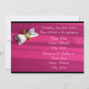 Invitation Mariage avec fond rose et nœud blanc