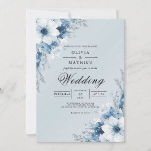 Invitation Mariage avec une arche florale bleu clair
