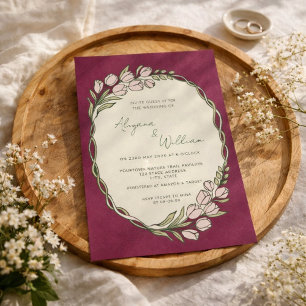 Invitation Mariage avec une bordure florale violette élégante