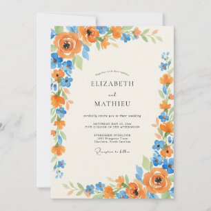 Invitation Mariage Azur Ambre Ranunculus Eucalyptus