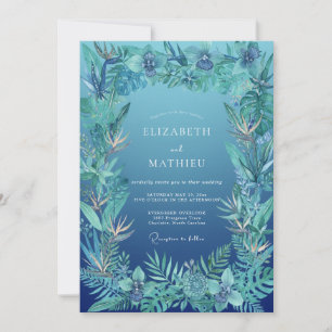 Invitation Mariage Azur Palmier Eucalyptus Tropical