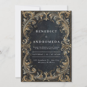 Invitation Mariage baroque Black and Gold