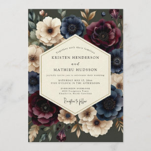 Invitation Mariage baroque bordeaux et marine