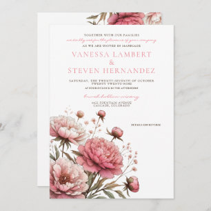 Invitation Mariage Big Pink Blooms