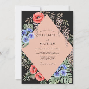 Invitation Mariage Black Blush Poppy