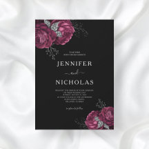 Mariage Black Floral Burgundy Peonies