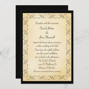 Invitation Mariage Black Frame Gold