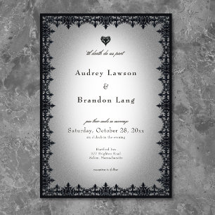 Invitation Mariage Blanc Bordure de Fer Gothique Victorien