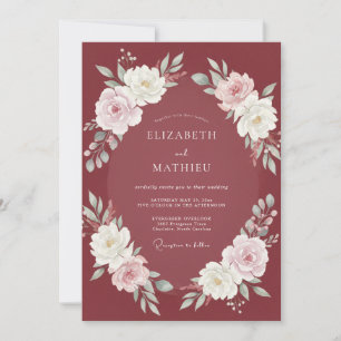 Invitation Mariage Blanc Bourgeon de Renoncule et Eucalyptus 