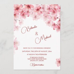 Invitation Mariage Blanc Cerisier en Fleur