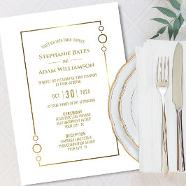 Invitation Mariage blanc de texte or moderne