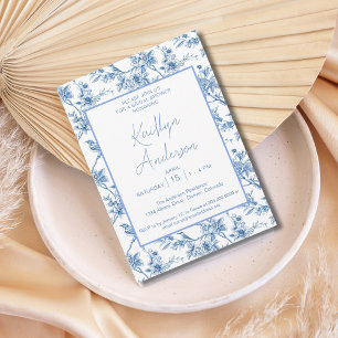 Invitation Mariage Blanc et Bleu de Style Chinois