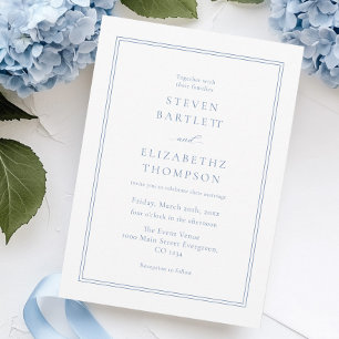 Invitation Mariage blanc et bleu foncé