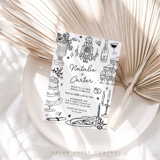 Invitation Mariage blanc et noir (Créateur téléchargé)