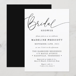 Invitation Mariage Blanc Et Noir Calligraphie Moderne