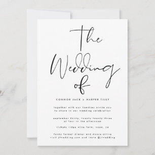 Invitation Mariage blanc et noir moderne