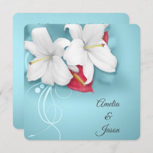 Invitation Mariage blanc et rouge Lily