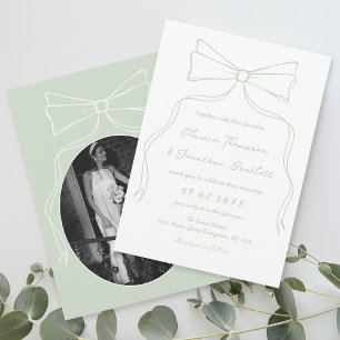 Invitation Mariage blanc et vert de la mâchoire dessinée à la