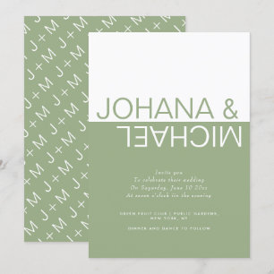Invitation Mariage blanc et vert Sage