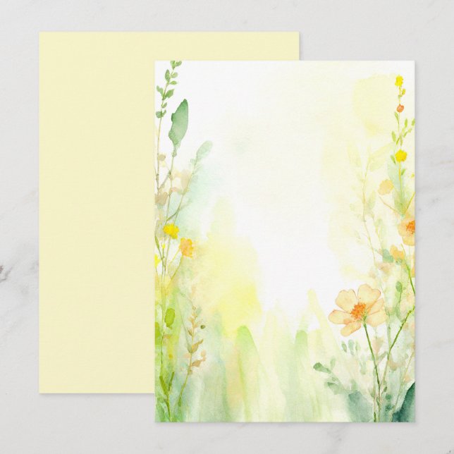 Invitation Mariage blanc fleuri orange et jaune (Devant / Derrière)