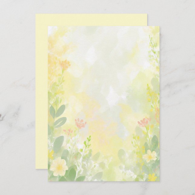 Invitation Mariage blanc fleuri orange et jaune (Devant / Derrière)