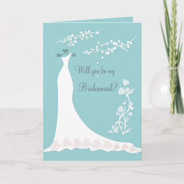 Invitation Mariage blanc gobe sur aquamarine Bridesmaid Invit (Devant)